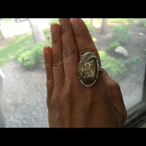 Golden Druzy Quartz White Zirconia Brass Rhodium 7